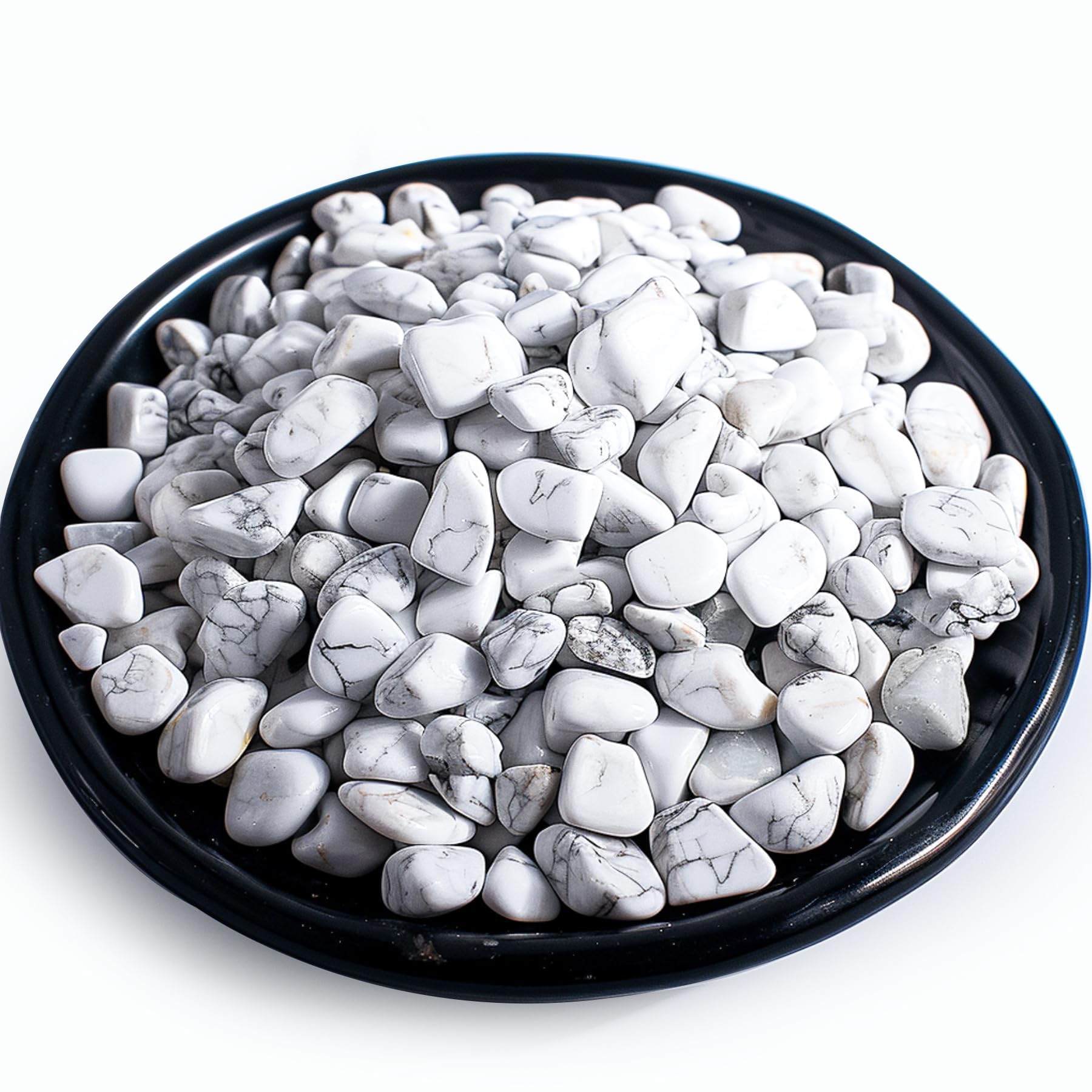 Polished Howlite Crystal Chips 200 Pcs - 0.3" 10 oz Tumbled Stone Chips Crushed Sea Glass Stones Healing Reiki Crystal Jewelry Making Home Decoration