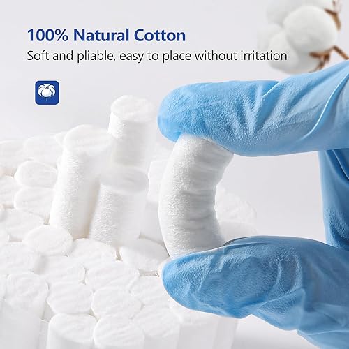 Miniatura 8 de JMU 250 rollos de algodón dentales, tapones de sangrado nasal no estériles de 1.5 pulgadas, rollos de algodón #2 de alta absorción en la boca