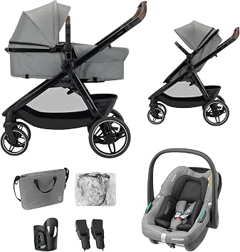 Maxi-Cosi Zelia Select Trio Poussette Combinée 3-en-1 avec Cosy CabrioFix S i-Size