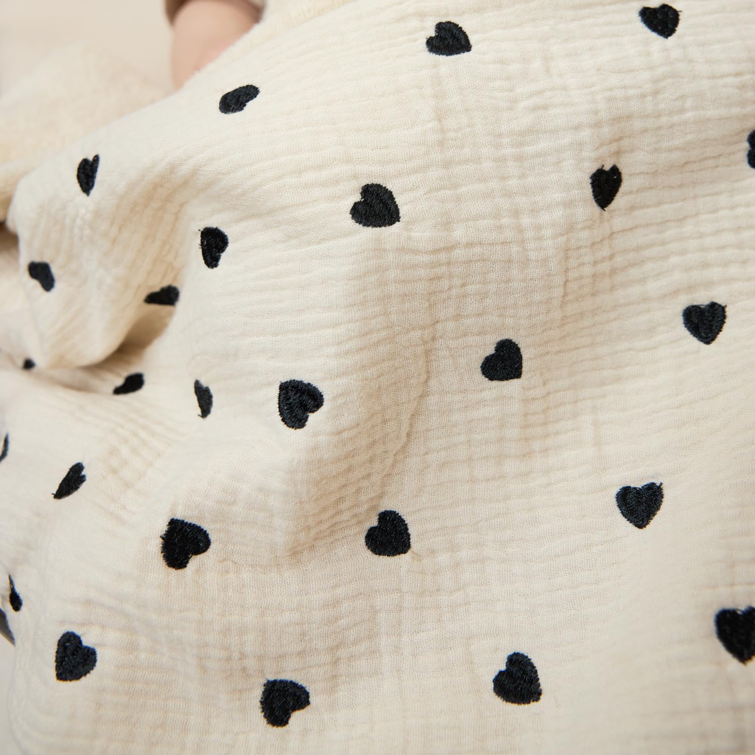 MEYCO Babydecke 100x150cm Musselin/Frottee Sweet Heart Soft Sand | 100% Baumwolle - Oeko Tex zertifiziert - TOG 1.5 - vielseitig einsetzbar - kuschelig & atmungsaktiv - waschbar