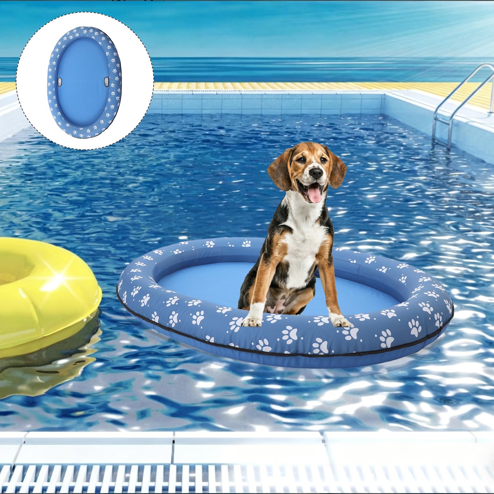 Balsa Inflable para Perros de PVC 140x96x15cm Azul