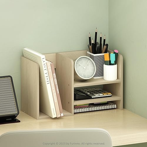 Miniatura 2 de Furinno Hermite Wood - Organizador de almacenamiento para libros de escritorio y oficina en casa, roble Bauhaus