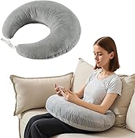 BGZBGZ U-Shaped Gaming Lap Pillow for Crocheting, Reading & Working - Ergonomic Grey Support for Bed, Sofa or Lap (Multi-Functional)