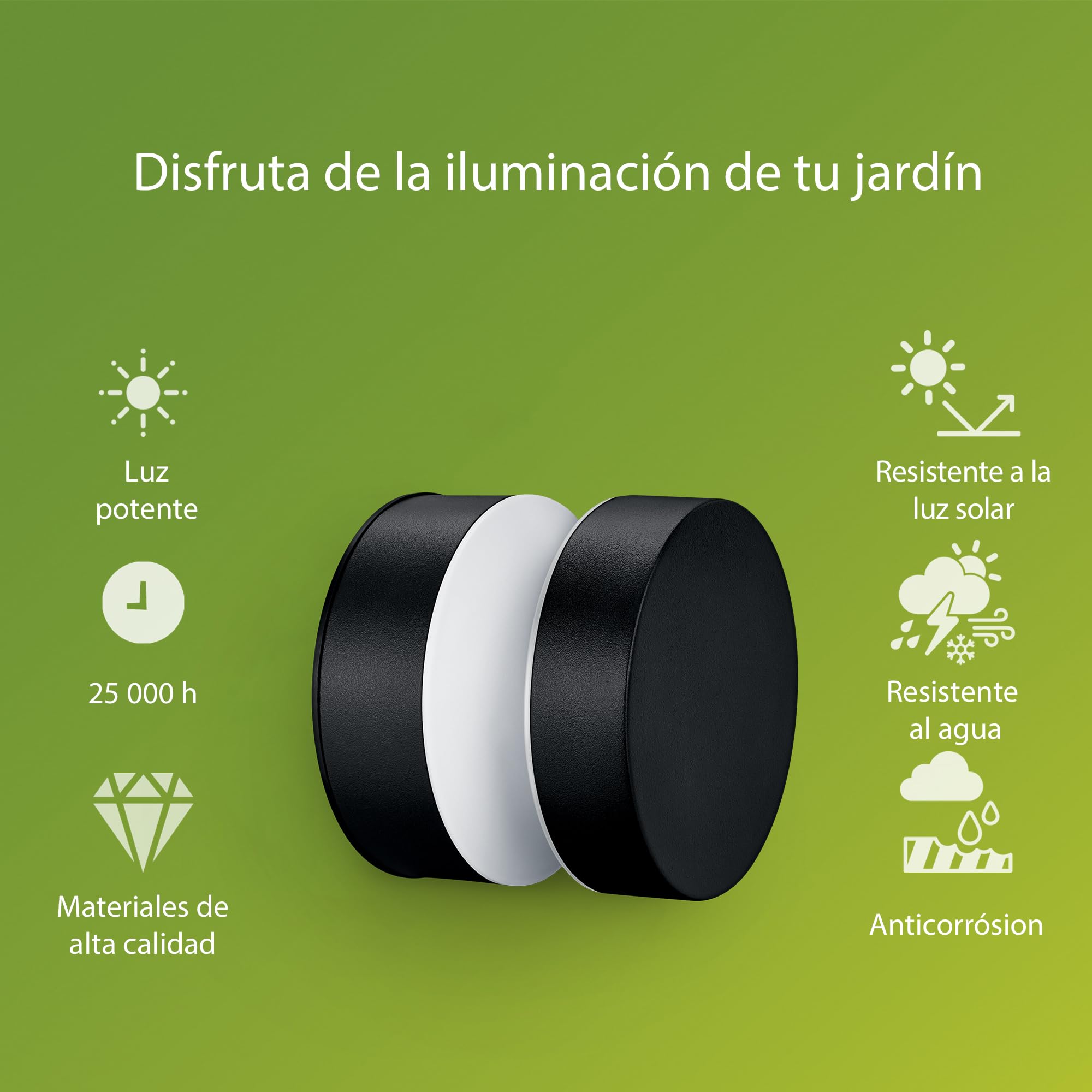 Philips Lighting: Aplique pared Exterior Laven, 6W, 4000K luz branca neutra, negro, resistente a intemperie IP44
