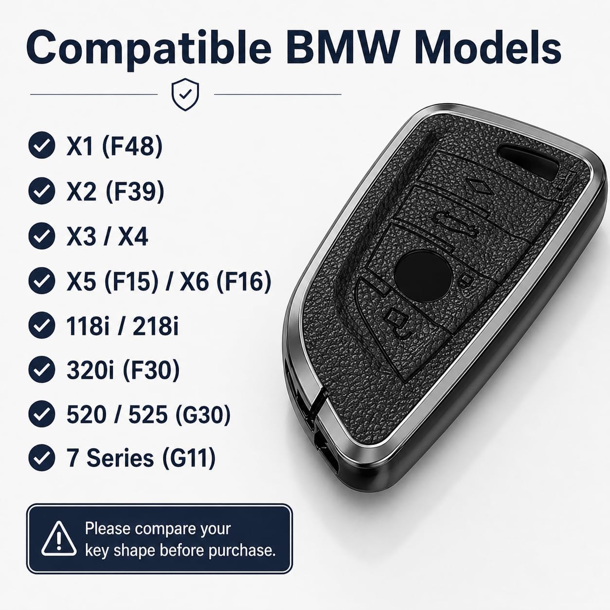 Phmnkl Key Fob Cover for BMW - Fits X1 (F48), X2 (F39), X3, X4, X5 (F15), X6 (F16), 118i, 218i, 320i (F30), 520/525 (G30), 7 Series (G11) - Protective Car Key Case (Brown)