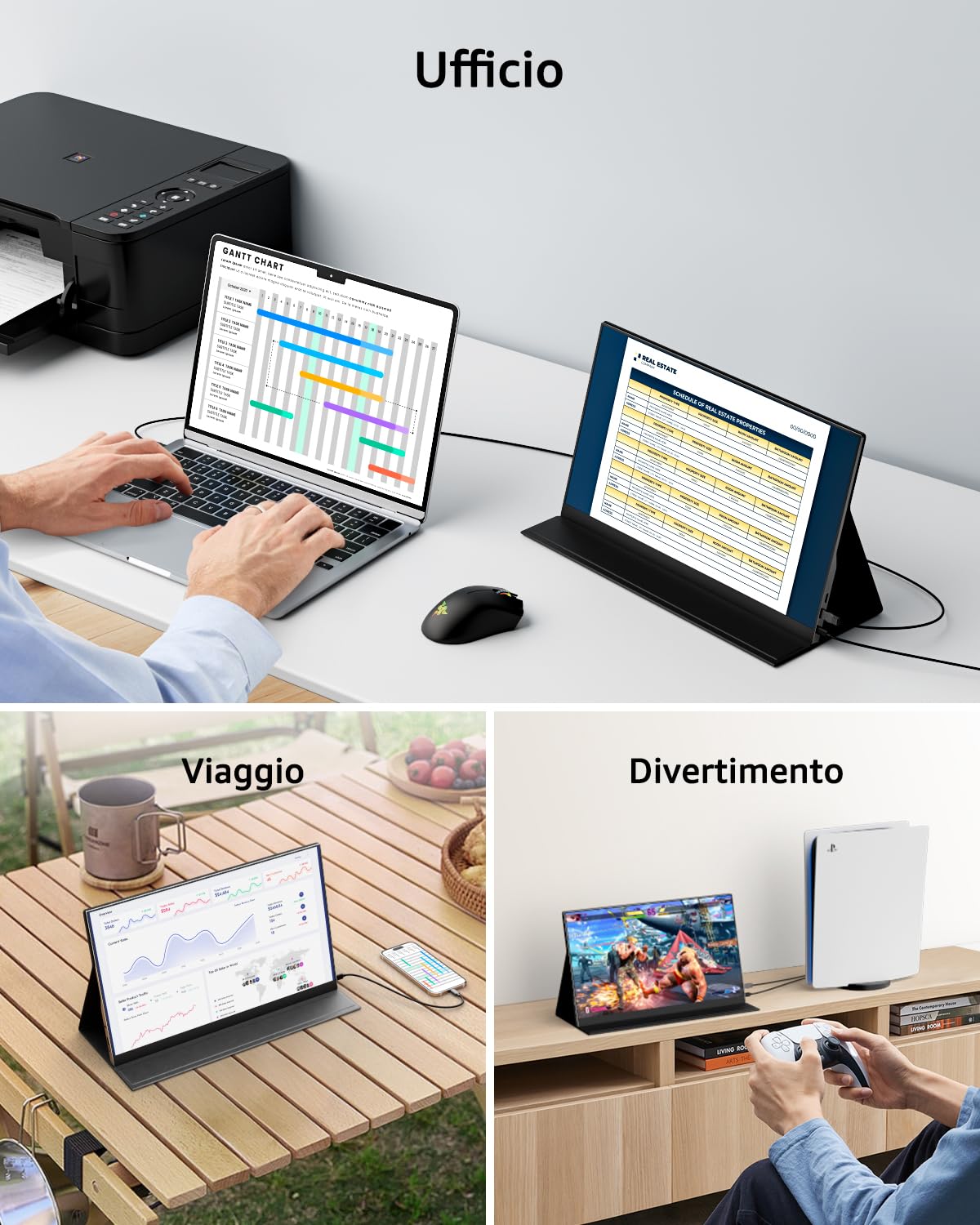 Yodoit Monitor Portatile 15,6" IPS FHD USB-C HDMI Secondo Schermo Esterno per Laptop