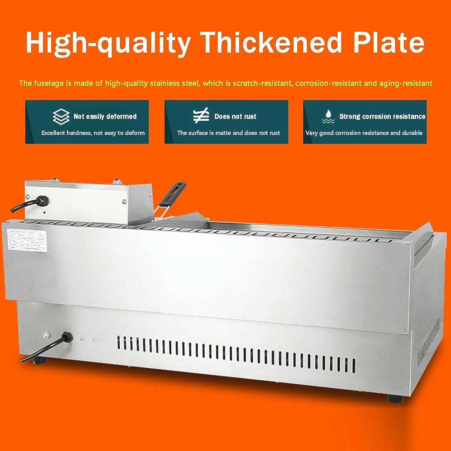 Commercial Electric Griddle, Stainless Steel Electric Griddle, 50-300℃, Nonstick Countertop Hot Plate Commercial BBQ Grill, 5500W Heavy Duty Restaurant Griddle, 8mm Cooking Surface Thick