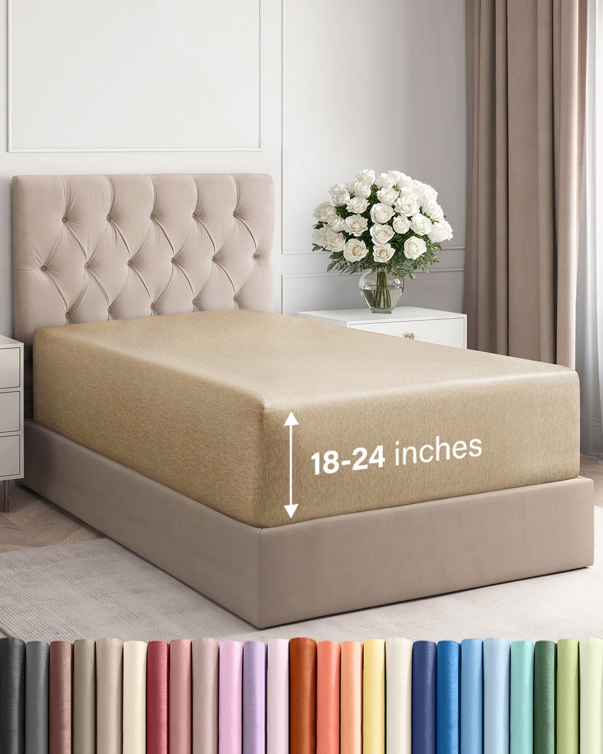 Drap-housse twin profond anti-plis pour grand matelas d'hôtel