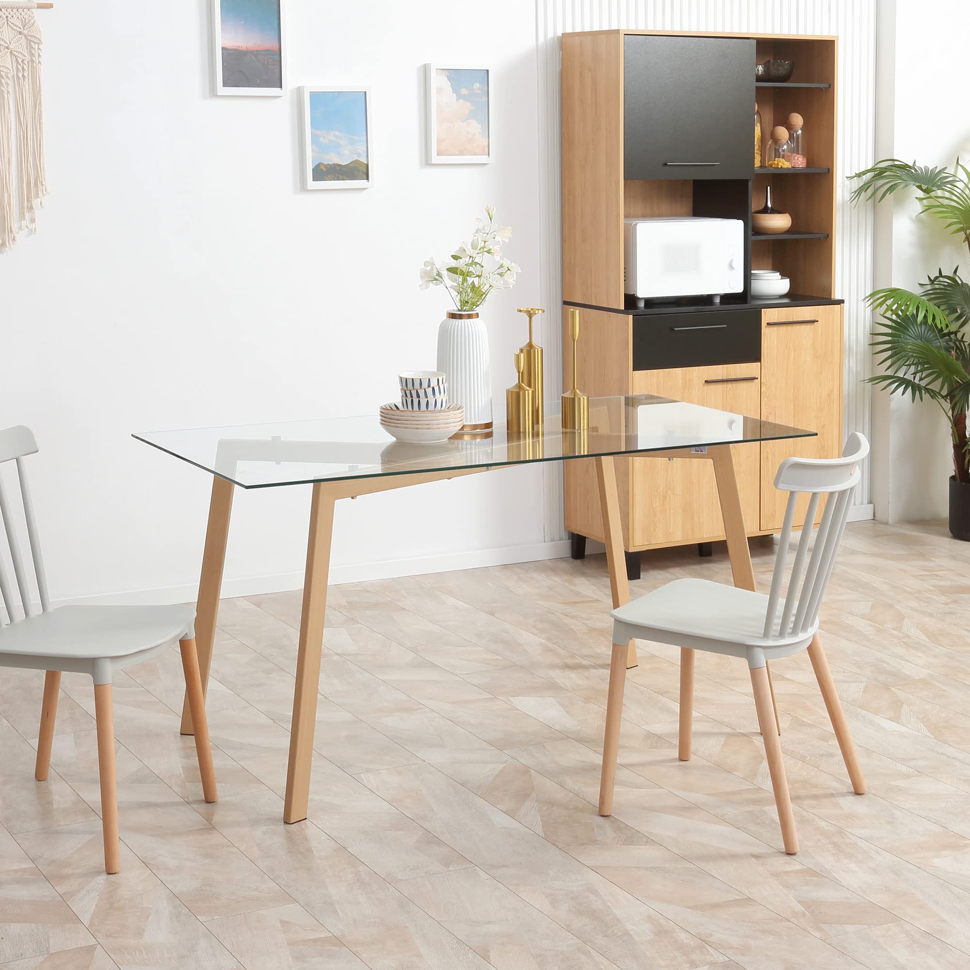 HOMCOM Mesa de Comedor Rectangular Moderna para 6 150x75x76 cm Transparente | Rectangular, Mesa de Cocina Moderna, Patas de Acero, Superficie de Vidrio Templado