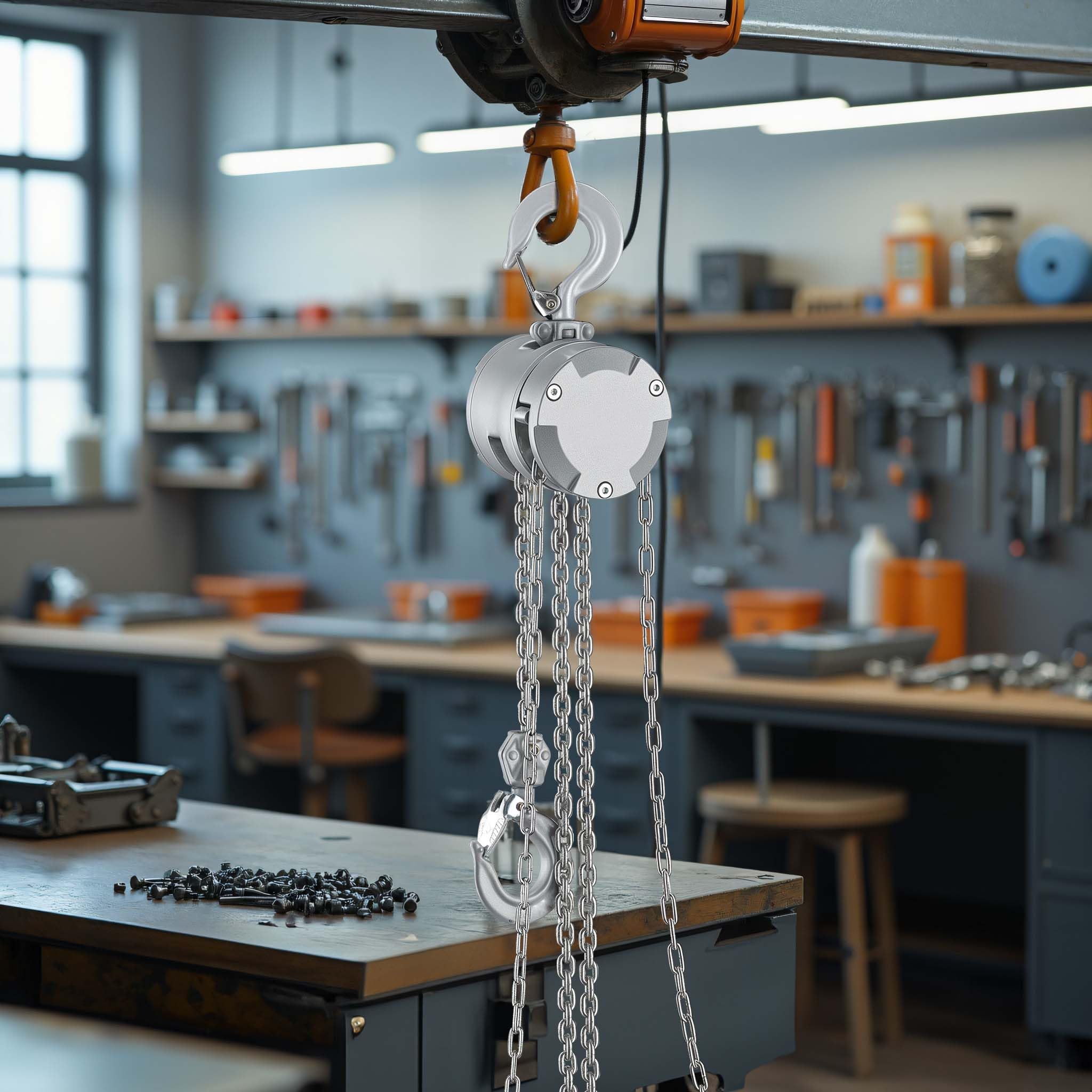 Wiltec Alu Kettenzug bis 500 kg, robuster Handkettenzug 3 m Hubhöhe, Tragmittel mit G100-Lastkette, Hebezeug manuell aus Aluminium, hochbelastbares Hebemittel
