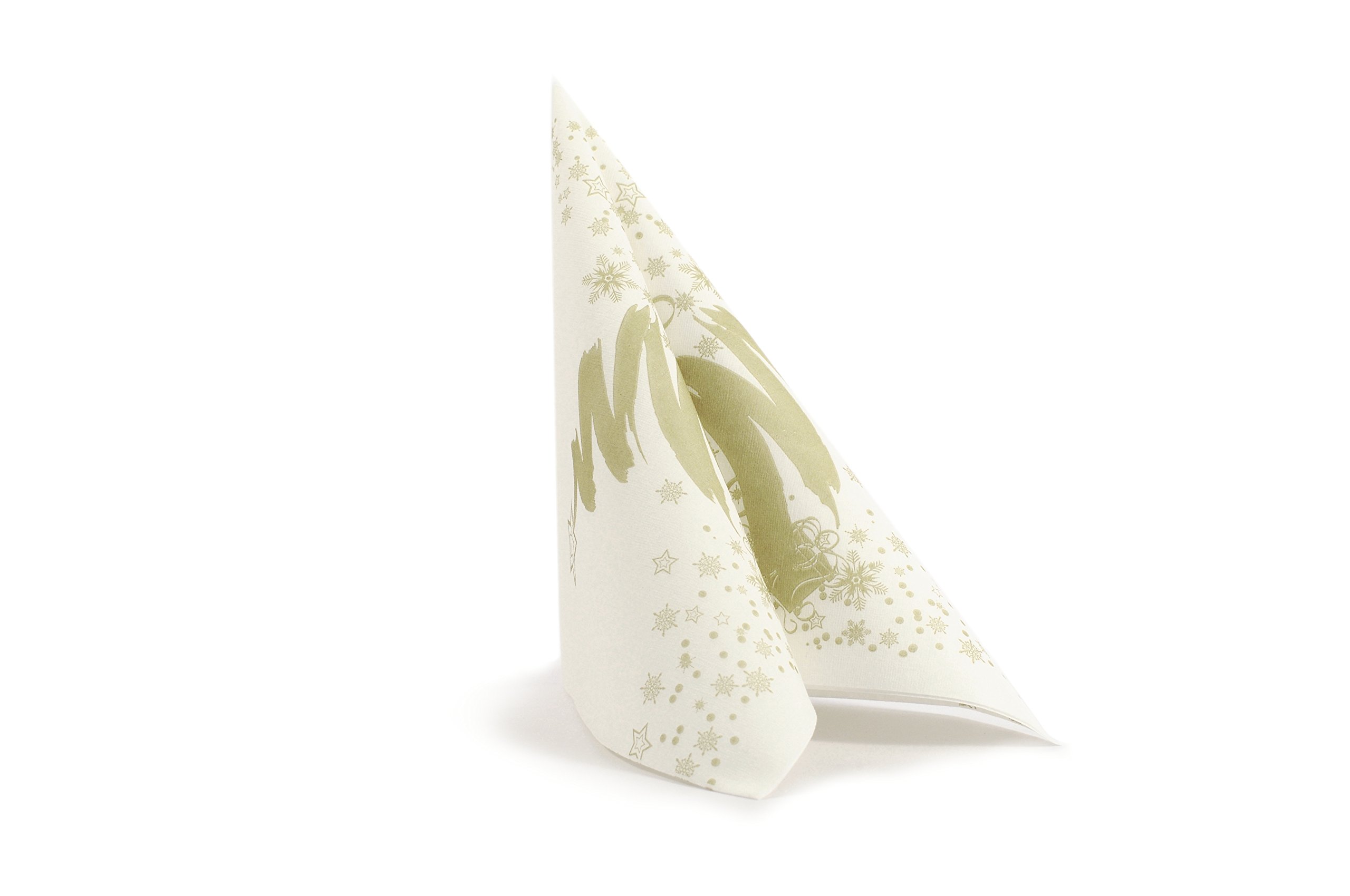 AROBA 50x Airlaid Servietten (Weiß Mit Sterne, 40x40 Cm) - Hochwertige Servietten - Stoffähnlich - Wintermotiv - Advent - Silvester - Christmas - Weihnachten