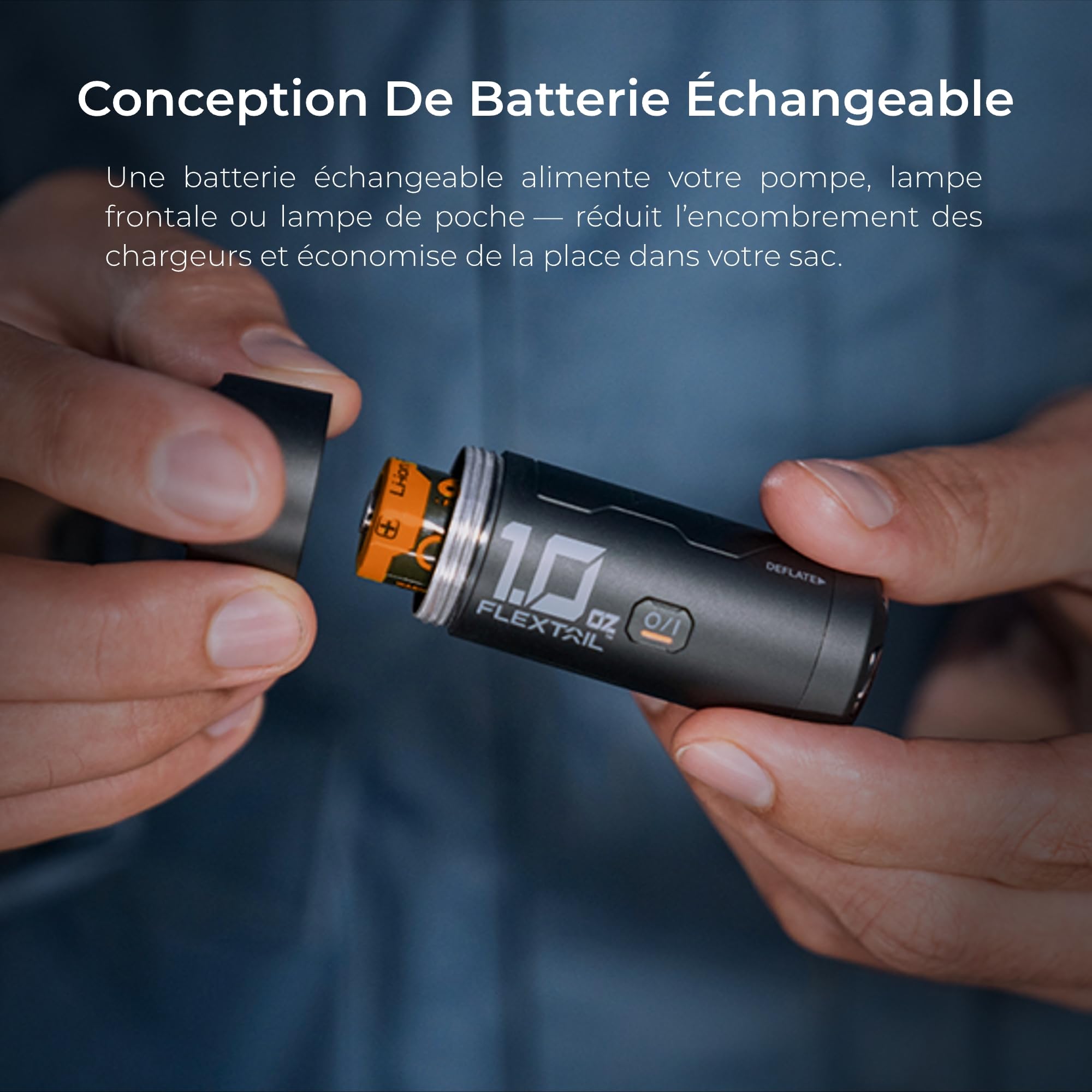 FLEXTAILGEAR Mini pompe à air, 28 g, ultralégère, 3,5 kPa 200 l/min, gonflage et dégonflage rapides, batterie interchangeable, 6 buses pour matelas de camping, matelas à air, sacs sous vide
