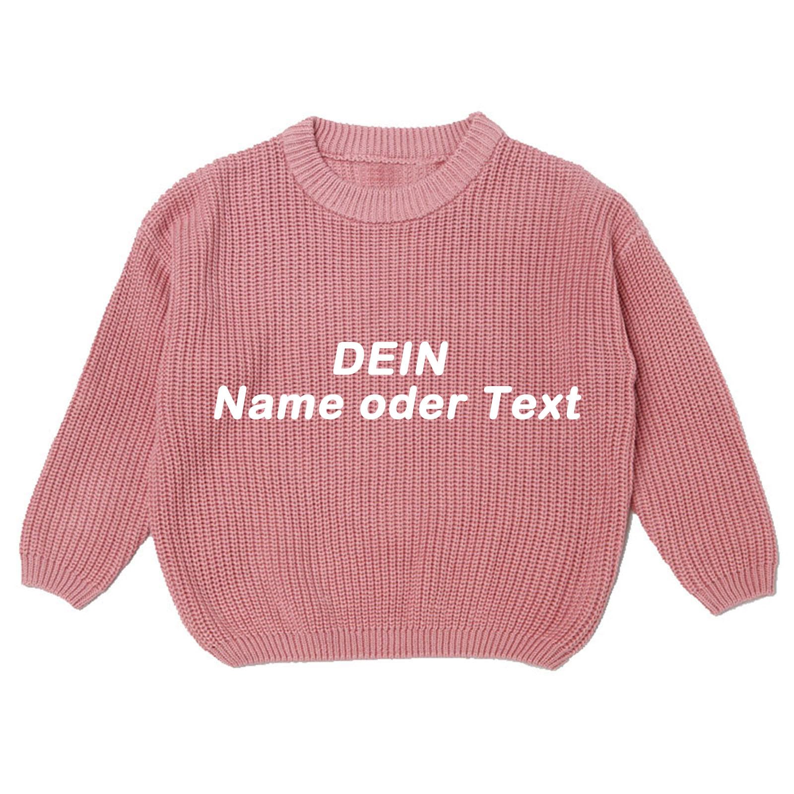 Generisch Handgefertigter Strickpullover Kinder, Pullover Selbst Gestalten mit Gesticktem Namen, Custom Sweater Langarm Rundhalspullover Personalisierte Pulli für Baby, Mädchen, Jungen 0-8 Jahre