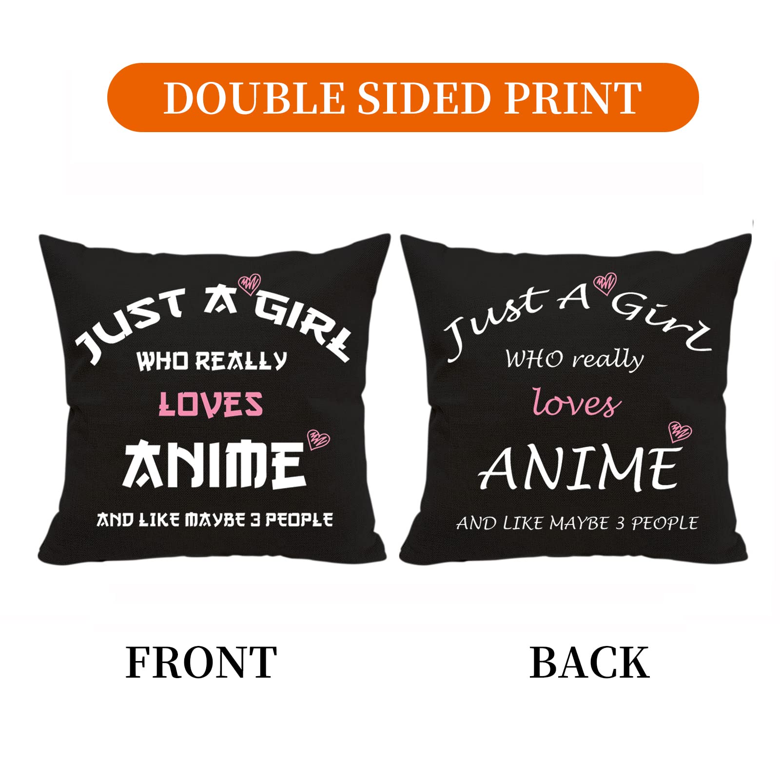 AcowSpt Anime Lover Gifts for Girls - Two Sided Printing Pillow Cover, Anime Fans Gift Throw Pillow, 18