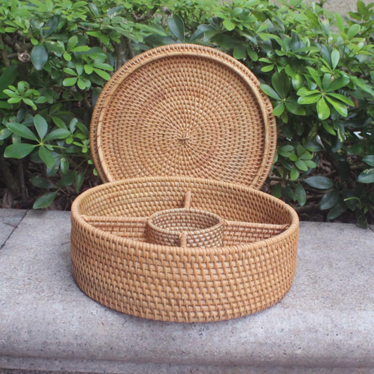 Cestino per Dolci e Frutta Secca con Coperchio in Legno Marrone | Finitura Vintage, Struttura Divisa, 1 Pezzo, Design Riutilizzabile e Lavorazione Accurata