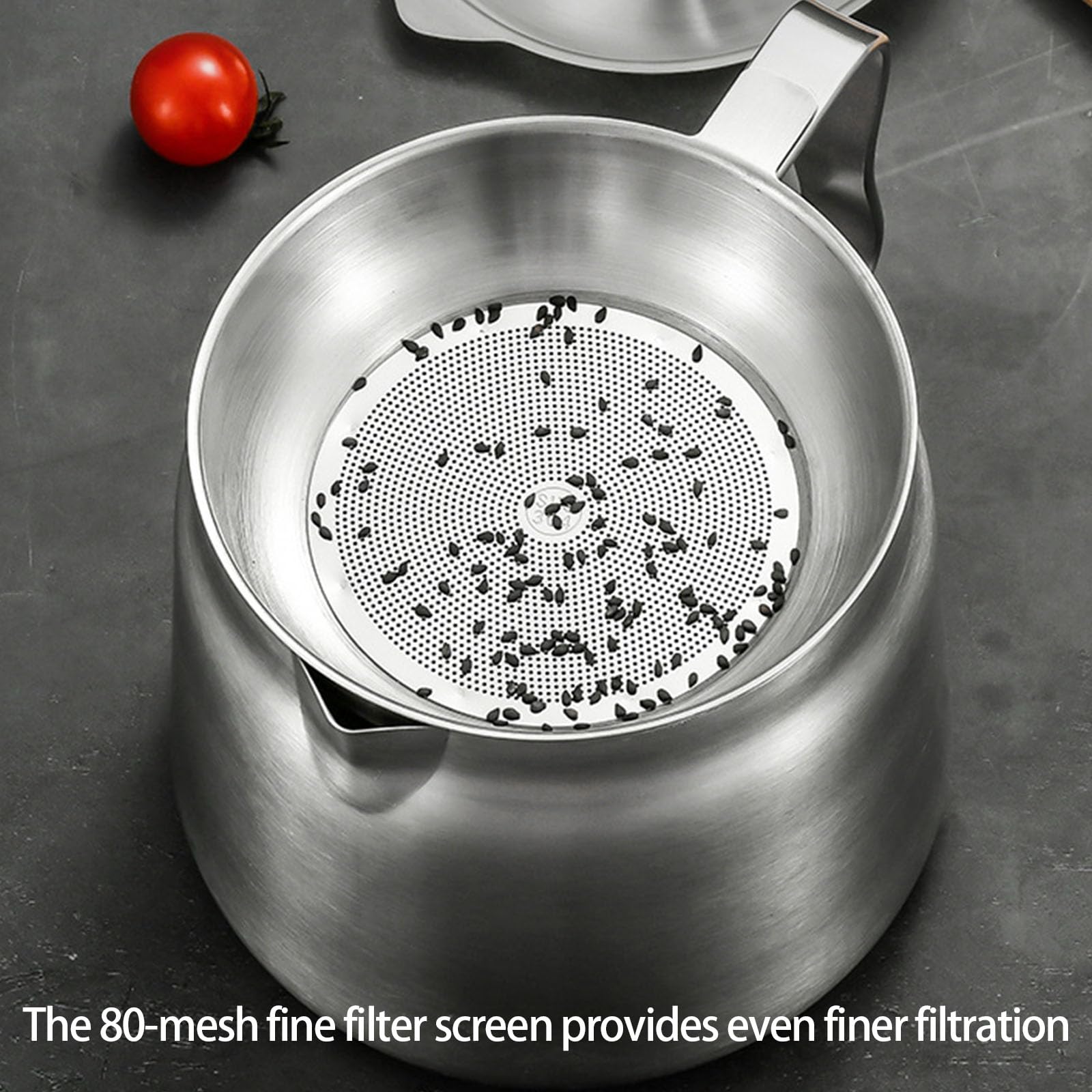 Vasi filtro olio multiuso in acciaio inox con coperchio e cestino, design di pulizia rapida per uso commerciale domestico, filtro olio in acciaio inox per la cucina