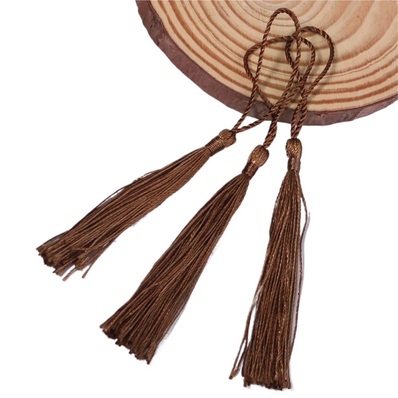 Mini Tassels 200Pcs 13cm/5Inch Silky Floss Bookmark Tassels Hanging Spike Rope Crafts For Bookmark Making DIY Craft Accessory for Crafts(Coffee,200pcs)