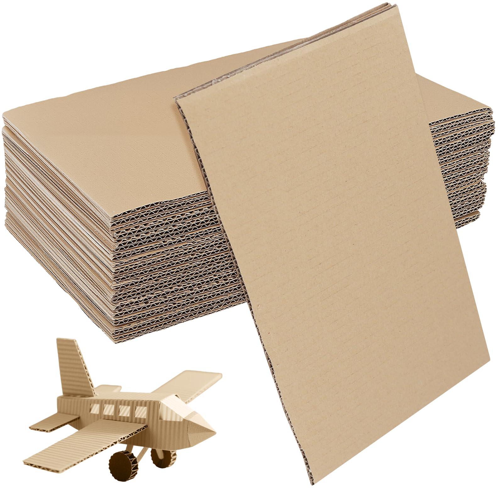 JEUIHAU 30 Pack A4 Corrugated Cardboard Sheets, 3mm Thick Cardboard Flat Kraft Board for Packaging, Mailing, Arts, Shipping, Crafts, Brown