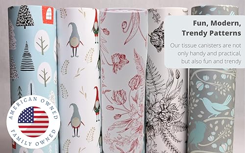 Miniatura 2 de Cajas redondas de pañuelos faciales para soporte de pañuelos de automóvil, ajuste perfecto, cilindro de pañuelos florales para automóvil, pañuelos