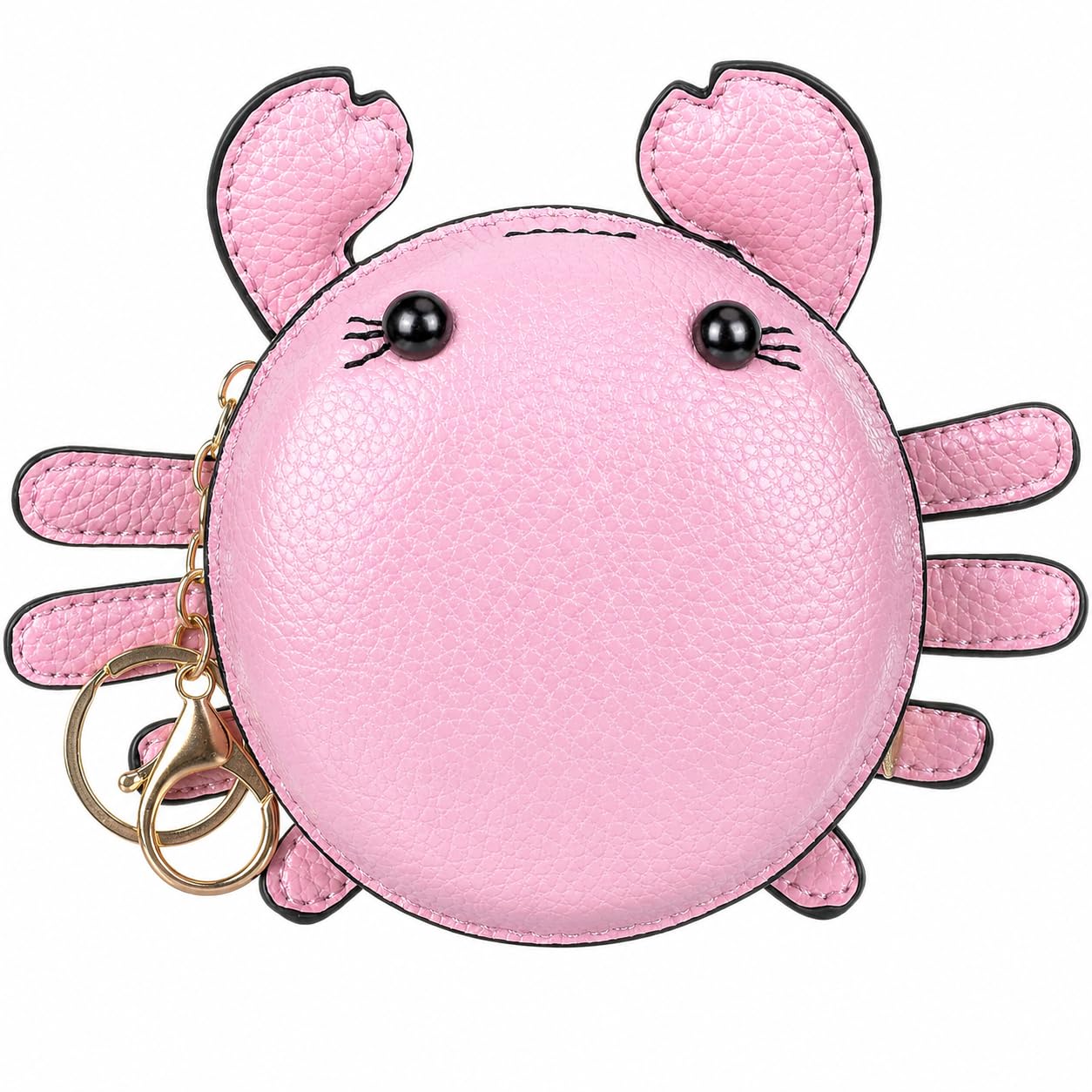QZUnique Mini porte-monnaie en cuir avec porte-clés en forme de crabe pour femmes et enfants