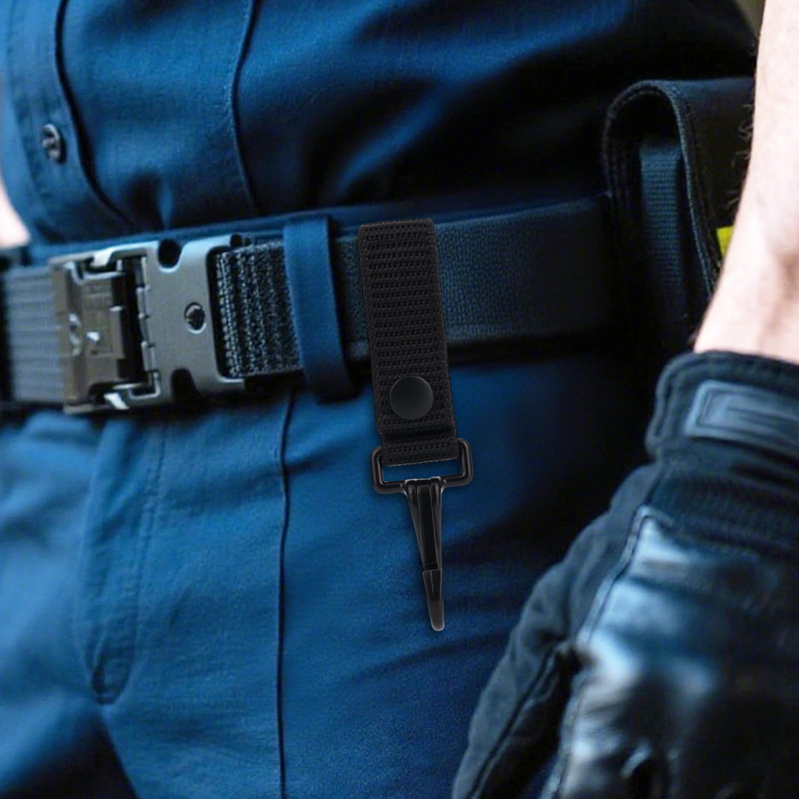 2 Clips Sujetadores Cinturón Reforzados, Pasadores Cinturón Nylon Botón a Presión Soportes Resistentes Accesorios Policía y Seguridad para Llaves Objetos Pequeños (Negro)