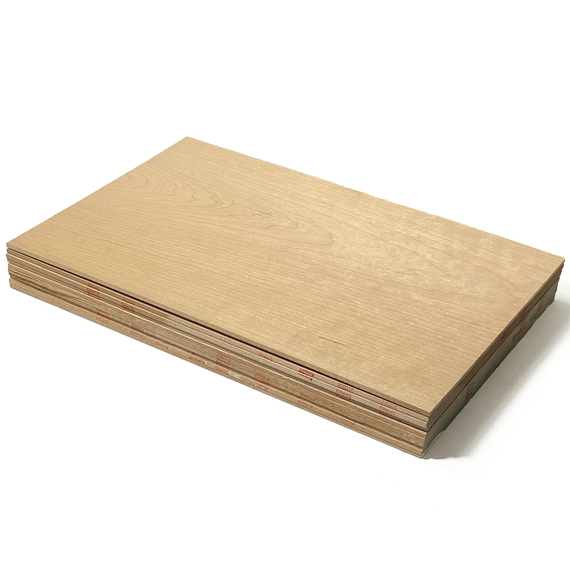 10 Sheets of 12x19 Cherry | 5mm 1/4th inch, MDF Core, 12”x19” Premium Grade A1, Single Sided, Glowforge Ready, Unfinished | Species: Walnut, Cherry, Maple, Oak, Cedar, Mahogany, Alder