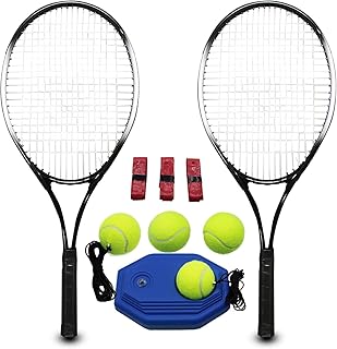 Magicorange Set di racchette da tennis per adulti, 2 giocatori, per principianti e professionisti, con 4 palline da tennis, 3 overgrip, 1 borsa da tennis
