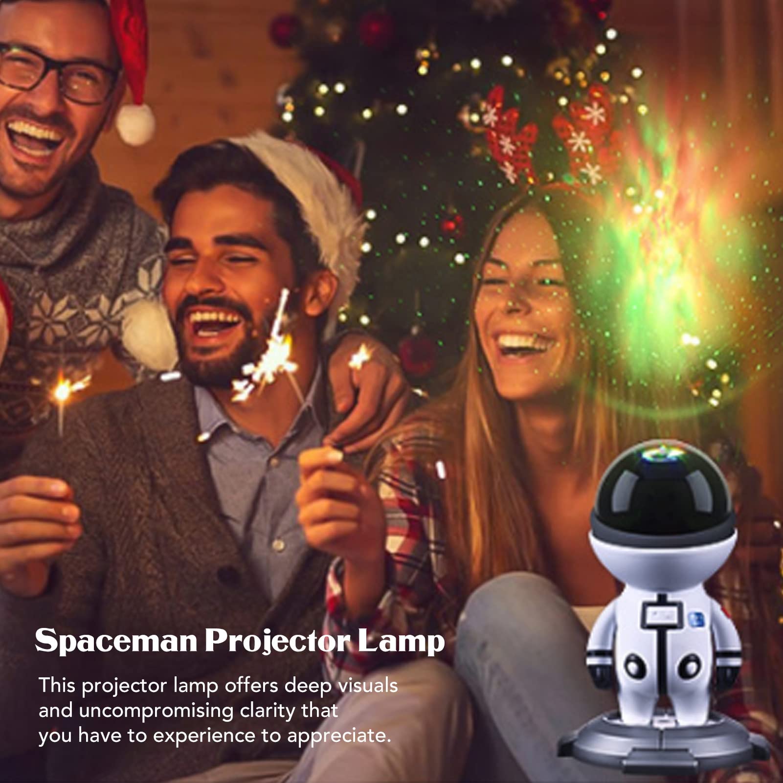 Proyector de luz nocturna LED de estrella, lámpara de proyector de estrella de astronauta USB, luz de proyección ambiental RGB, regalo de cumpleaños para niños (Blanca)
