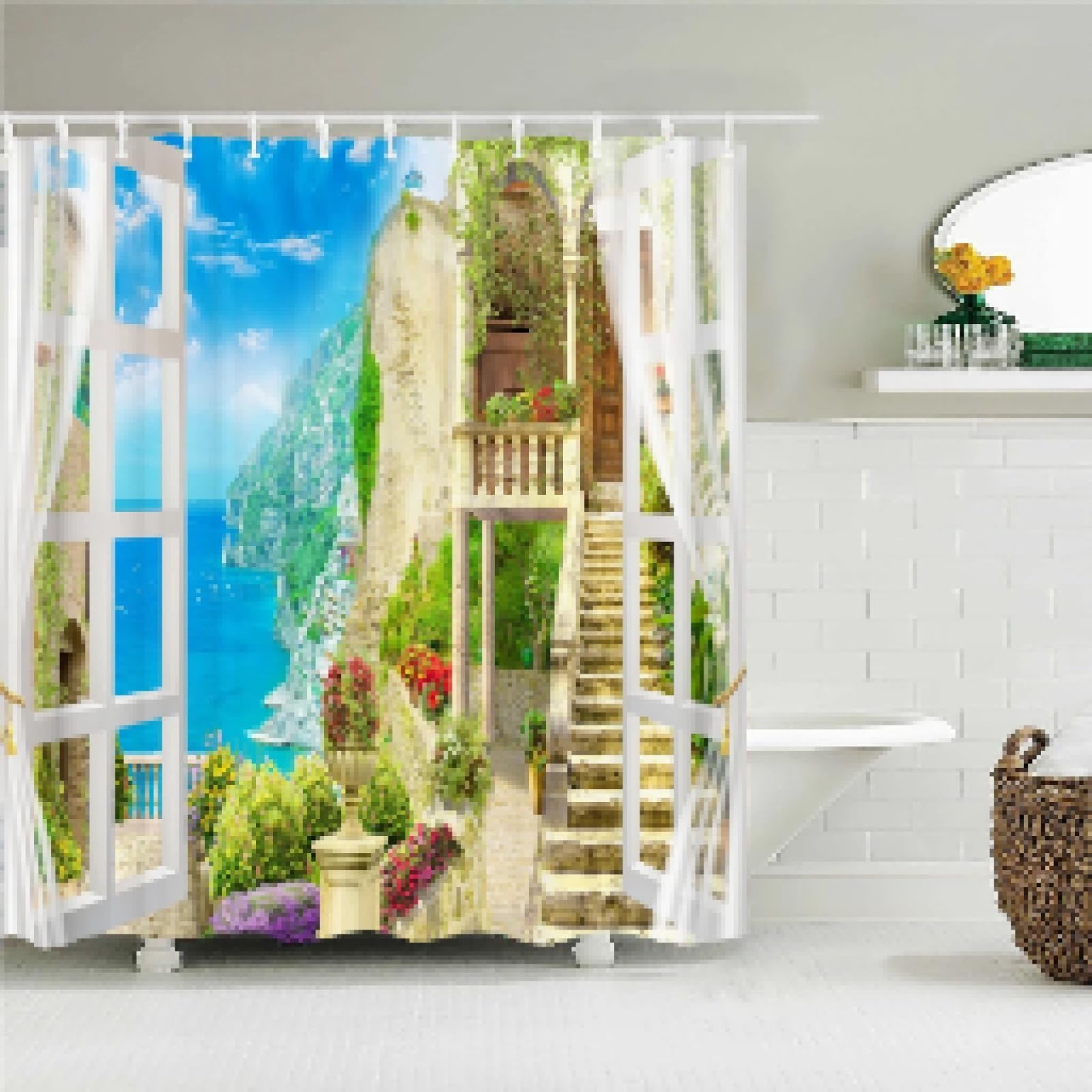 Rideau de douche en tissu 180x183 cm pour eviter les moisissures
