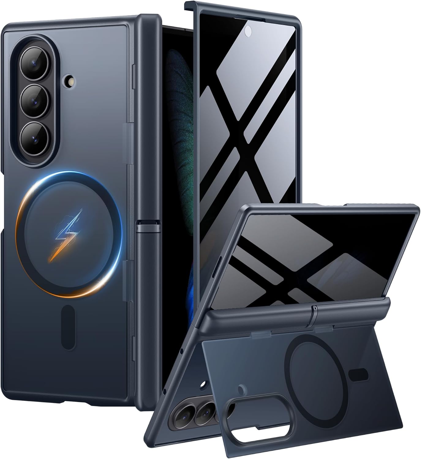 MOBOSI for Samsung Galaxy Z Fold 7 Case with Privacy Screen Protector, [Compatible with Magsafe], [Built-in Kickstand & Full Body Hinge Protection] Magnetic Slim Phone Case for Z Fold7, Black