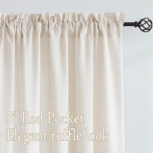 Miniatura 4 de Treatmentex Cortinas de Lino Semi Transparentes Naturales de 84 Pulgadas de Largo, Cortinas de Mezcla Country Falx para Sala de Estar, Casa de