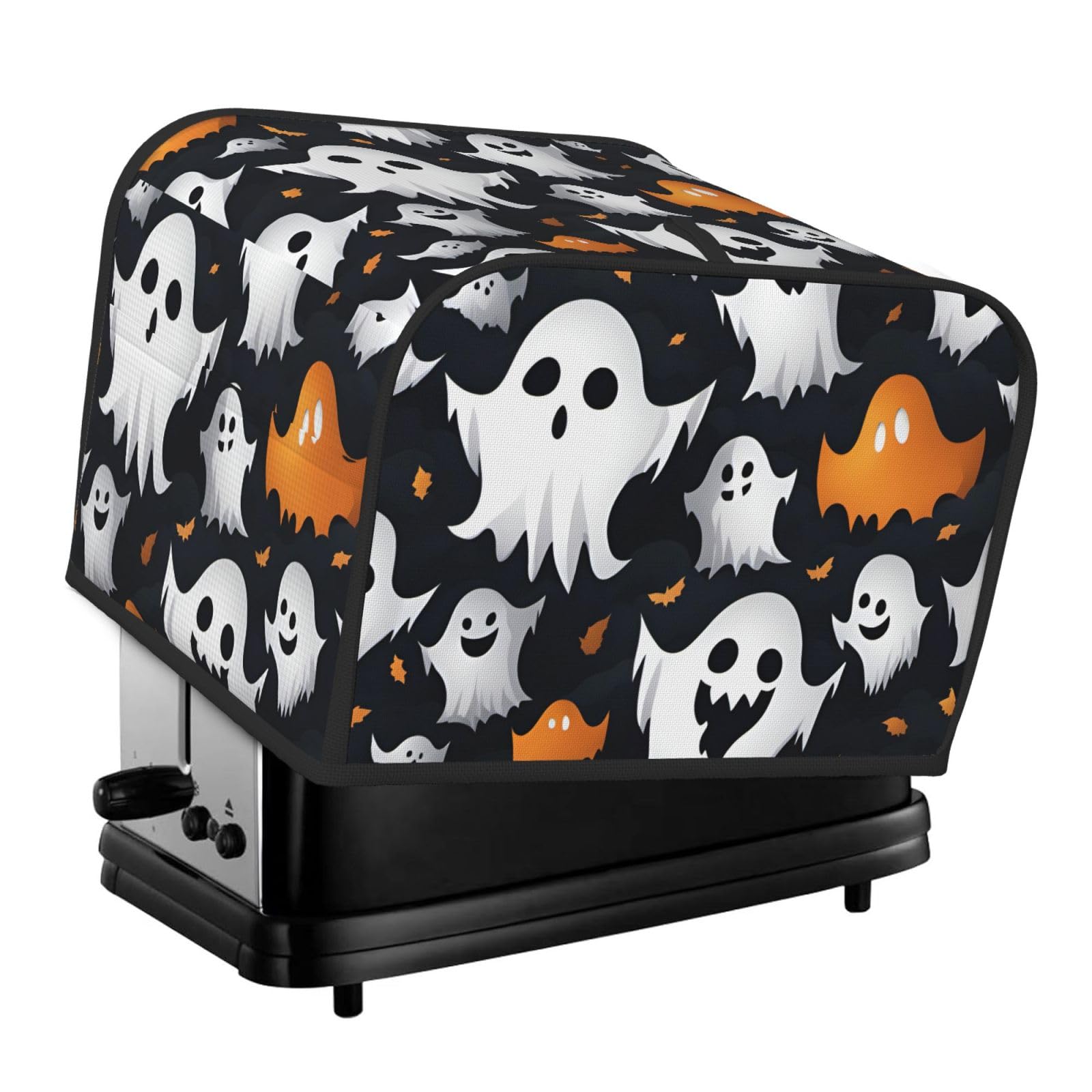 Cute White Ghost Halloween Pattern Print 4 Slice Toaster Cover Toasters Dustproof Heat Resistant Kitchen Appliance Protector