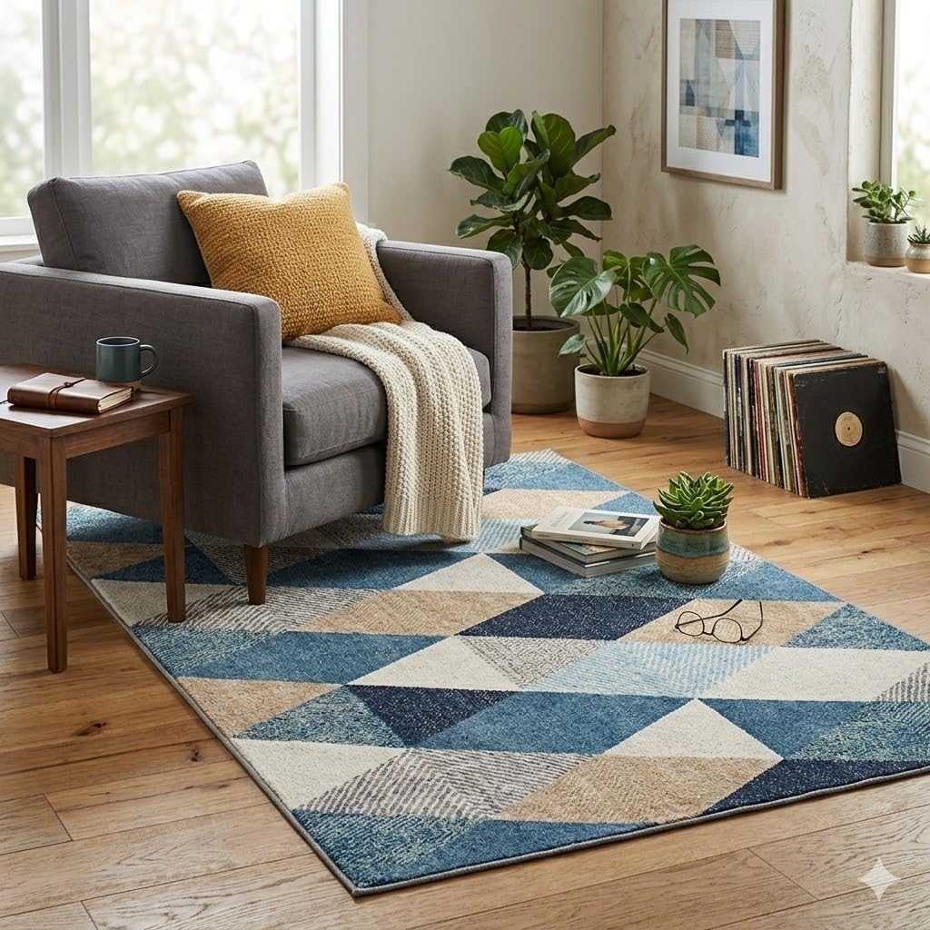 Buy SnS Home Amazing Geometric Area Rug for Living Room, Bedroom & Hallway  | Soft Floor Carpet with Decorative Border Design | Durable Indoor Accent  Rug for Home Décor|Multi-1,3x4.5 Feet Online at
