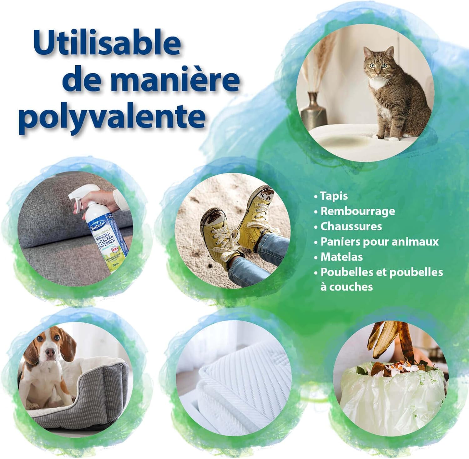 Bactador Enzyme Cleaner Spray 750ml - Destructeur odeur urine chat & détachant microbiolog - Mise en situation et utilisation