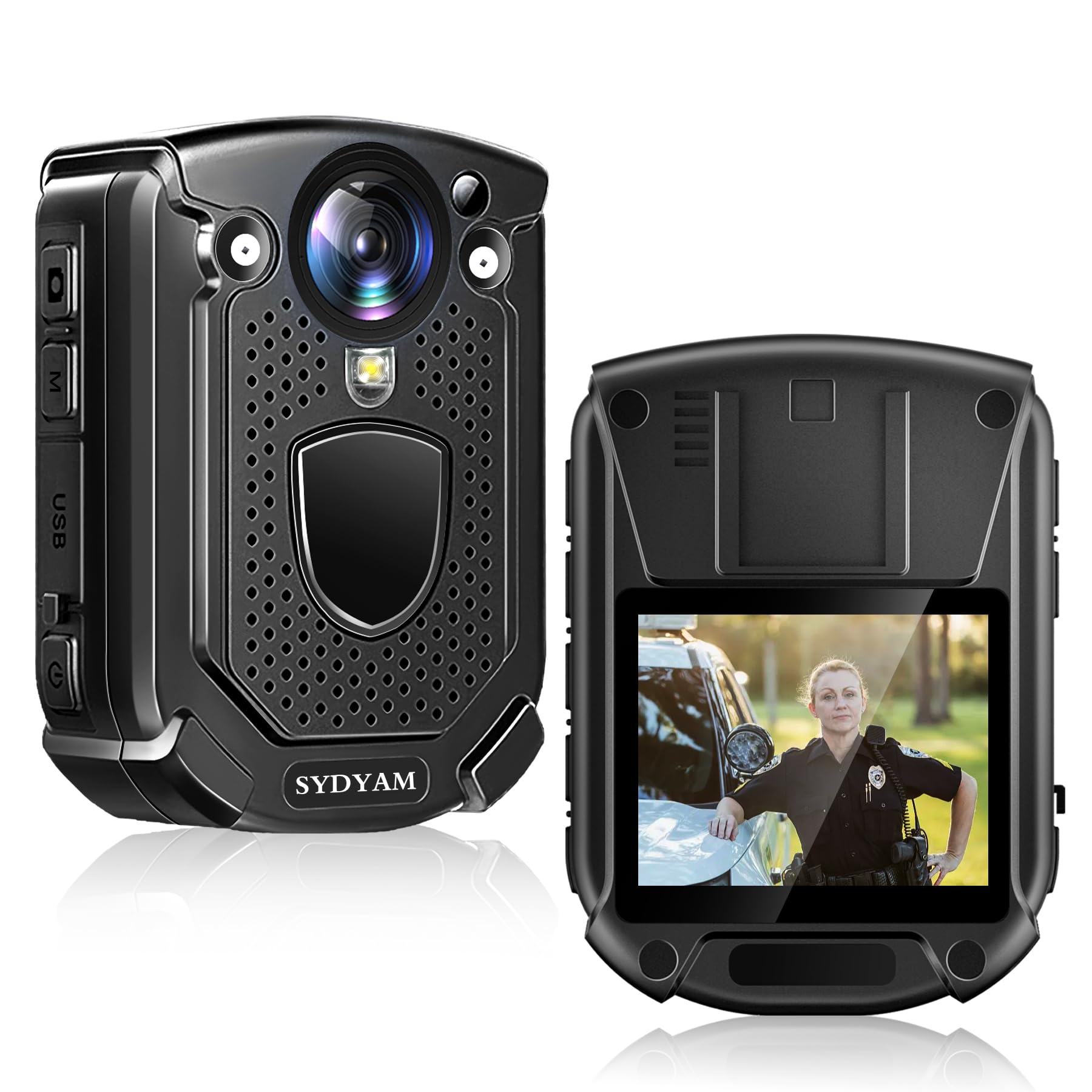 SYDYAM Telecamera per il corpo 4K, 11-13 ore con registrazione audio e video, codice video H.265, per guardia di sicurezza, conduttore del treno, consegna cameriere (128 GB)