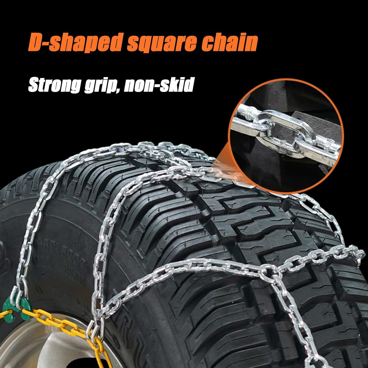 Car Snow Chains, Auto-Fixing Tire Chains for JAC E-JS4 EV SUV 2023-2025, Quick Fit Portable Reusable Universal Emergency Traction Chains Set of 2,HKN110
