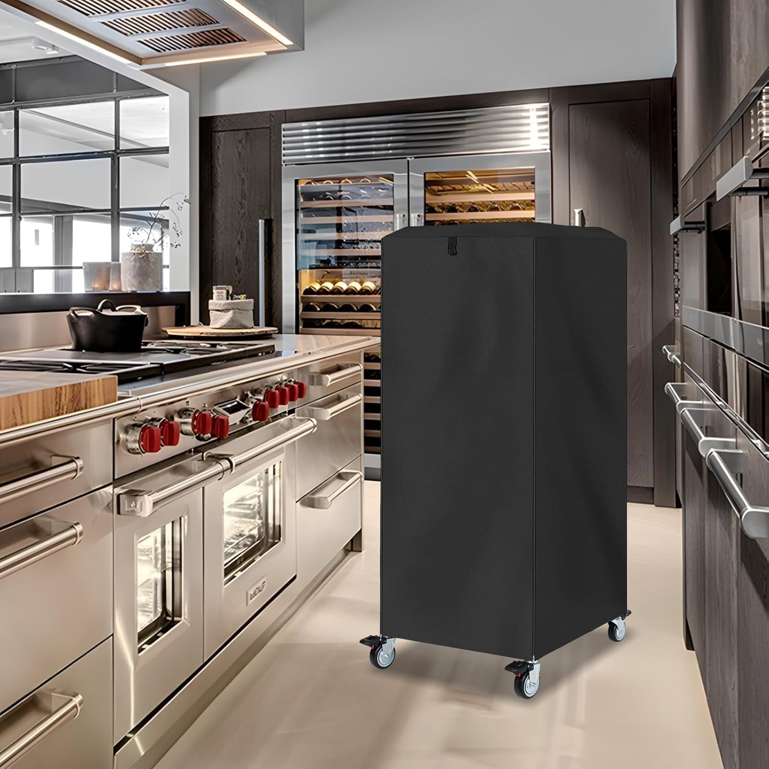 COSHNIBI Pan Bun Rack Cover,420D Waterproof and Dust Resistant Bun Rack Cover with Zipper Suitable for Commercial Bread Racks,23" L x 28" W x 64" H-Black