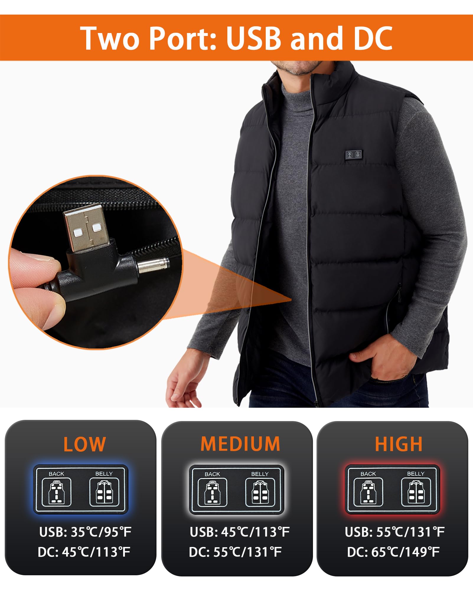 Gilet riscaldato per uomo e donna: giacca termica elettrica con batteria – unisex invernale leggero gilet riscaldante con 15 zone di riscaldamento per escursioni all'aperto caccia