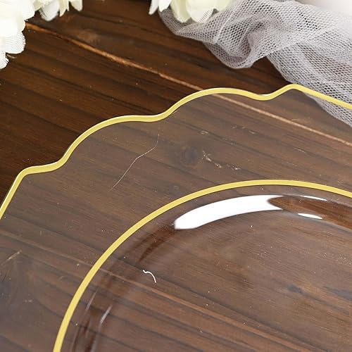 Miniatura 9 de Efavormart - Paquete de 10 platos de postre de plástico duro transparente de 8 pulgadas, vajilla desechable, platos de ensalada barrocos resistentes