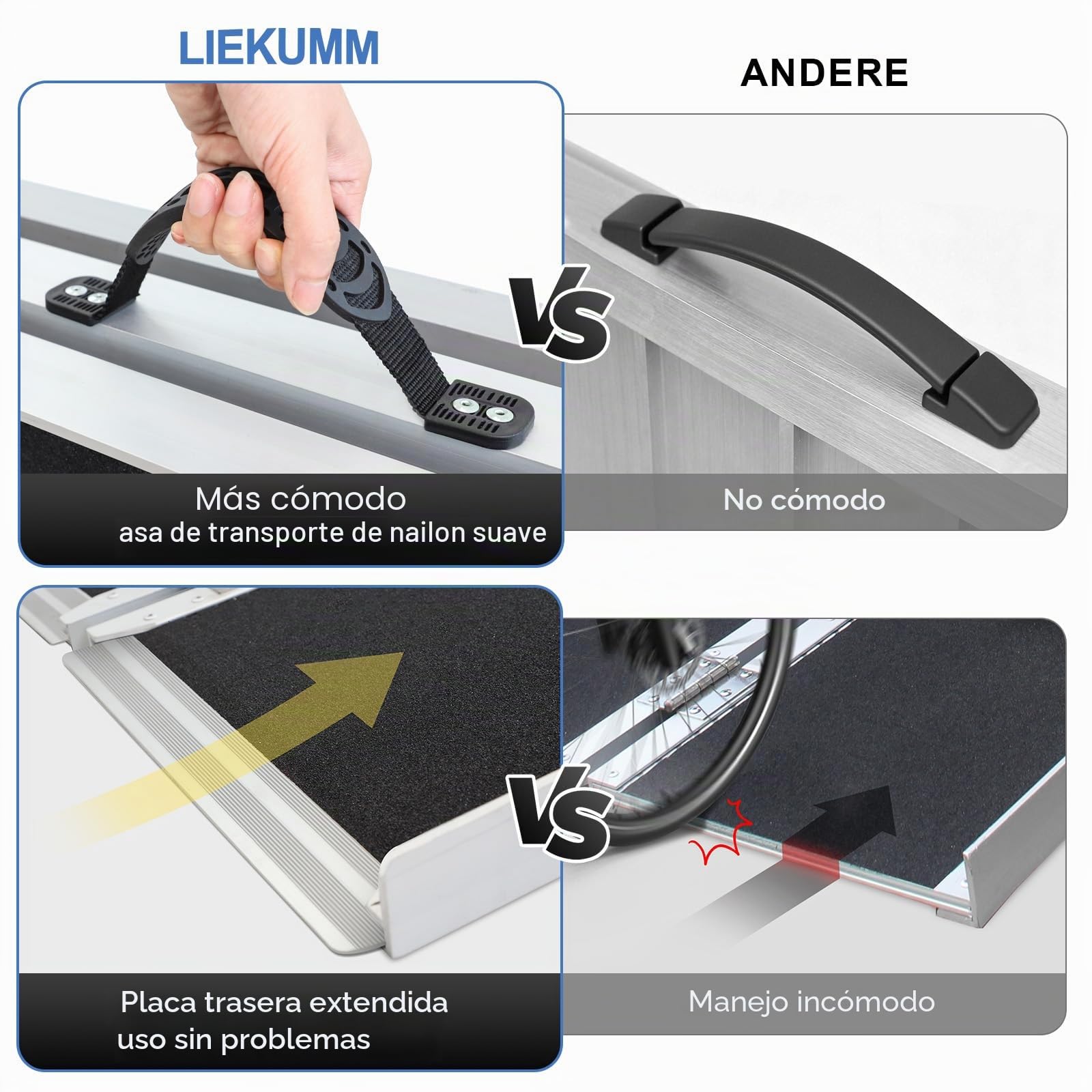 LIEKUMM Rampas para Silla de Ruedas 182,5 cm, Capacidad de Carga 300 kg Aluminio Rampa Antideslizante, Rampa Silla de Ruedas Portátil para Escalera, Escalon, Umbral, Menaje del Hogar