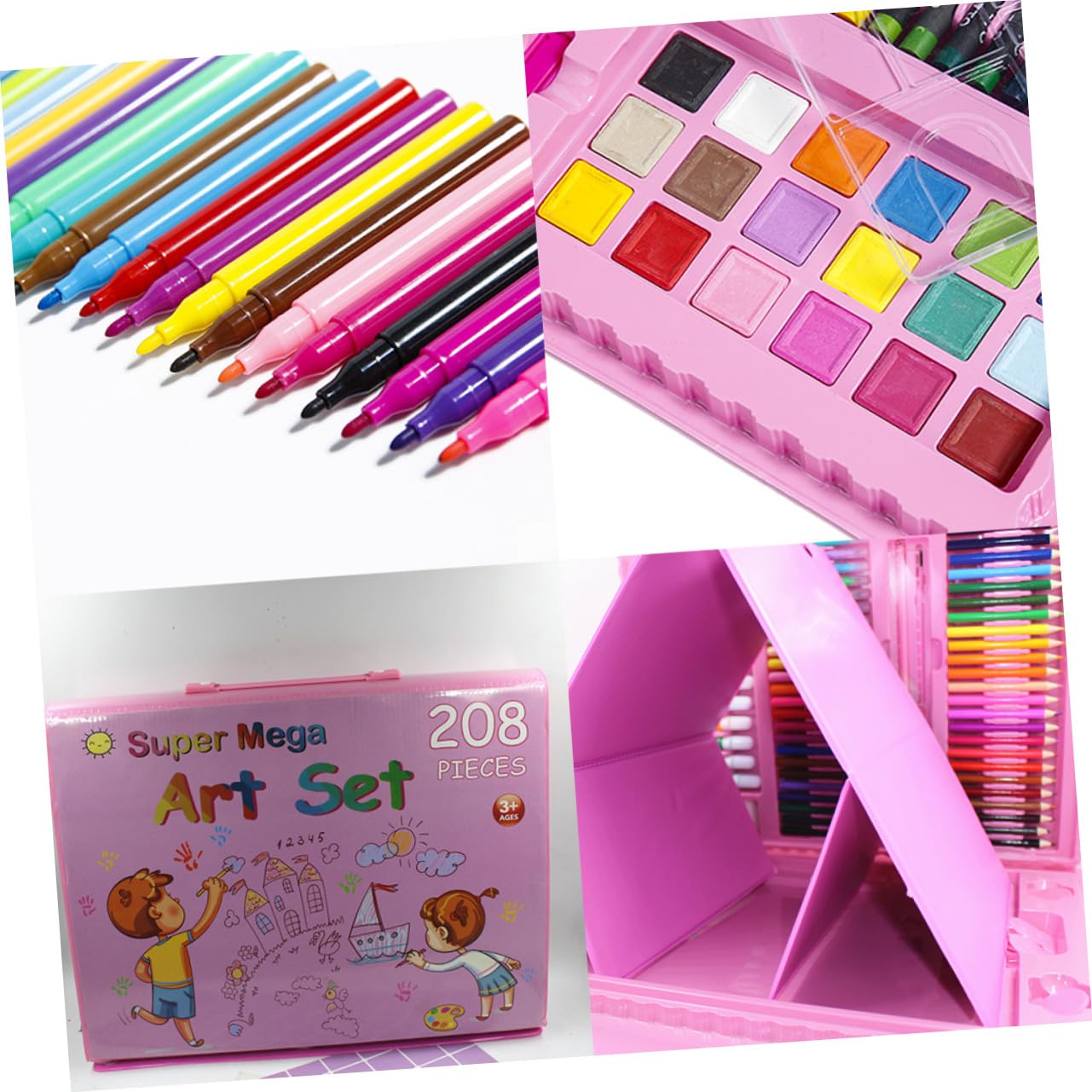 Stylos à Gel pour Dessin et Coloriage 208 Pièces Rose, Ensemble Multi-Couleurs pour Artistes et Amateurs, Pointe Fine, Encre Fluide, Kit Loisirs Créatifs, Scrapbooking, Carnet