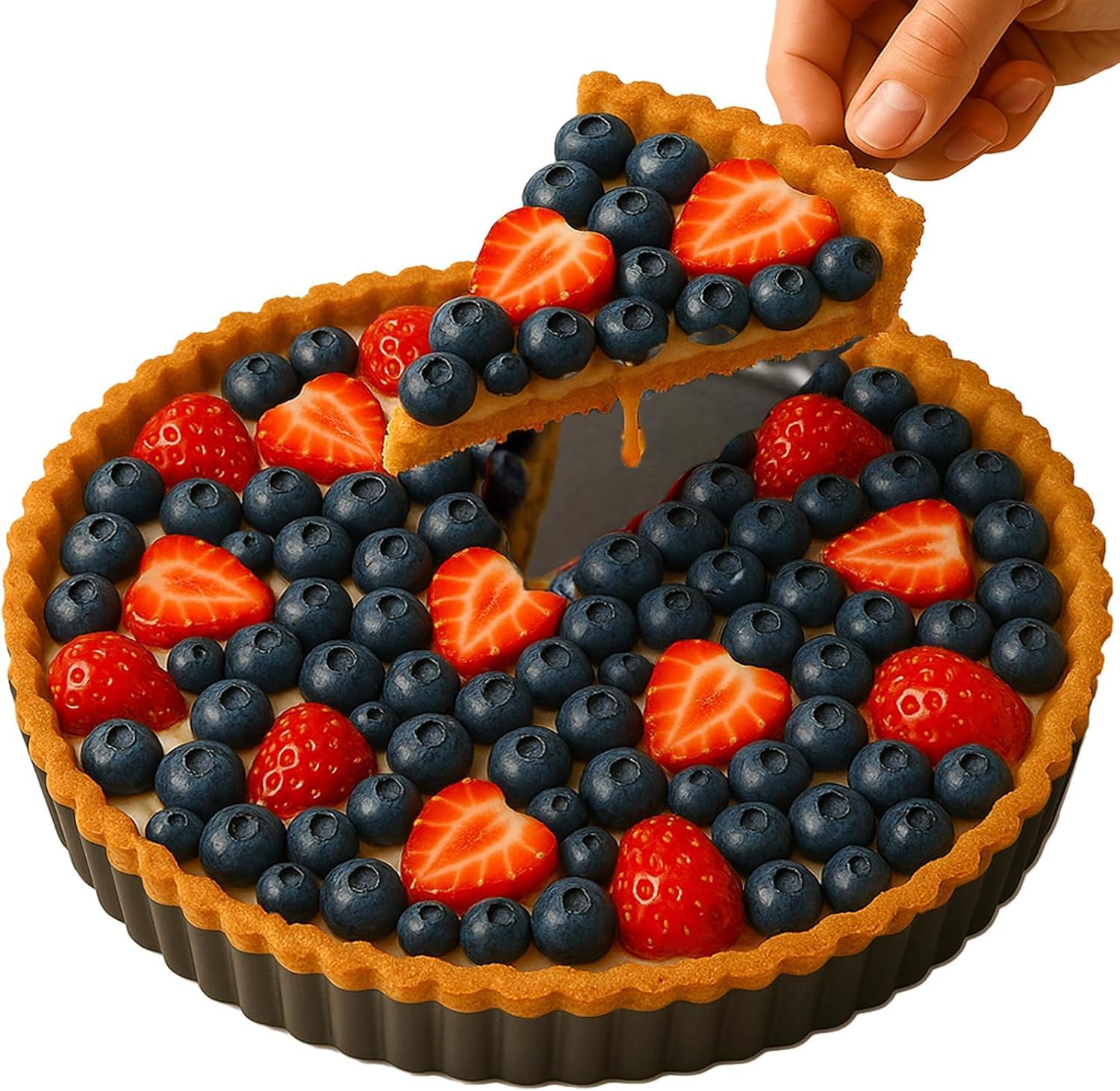 Yamteck Tarteform 28/24/2x10cm mit Hebeboden, Quicheform Antihaftbeschichtung Kohlenstoffstahl für Quiche Tarte Pie Stahl, Pie Form für Obstkuchen Weihnachtsgebäck Familienessen, Festival. 4 Stück