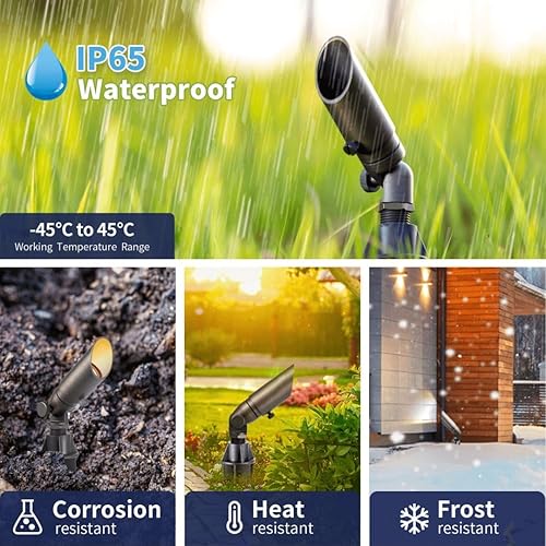 Miniatura 4 de Luces LED de latón para paisaje, impermeables, para exteriores, 12 V, focos de bajo voltaje para paredes, árboles, banderas con estaca de suelo