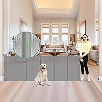 Vista 16 de Puertas de bebé retráctiles reforzadas de 55" de ancho con tiras reforzadas, puerta retráctil para perros interior/exterior para puerta, evita