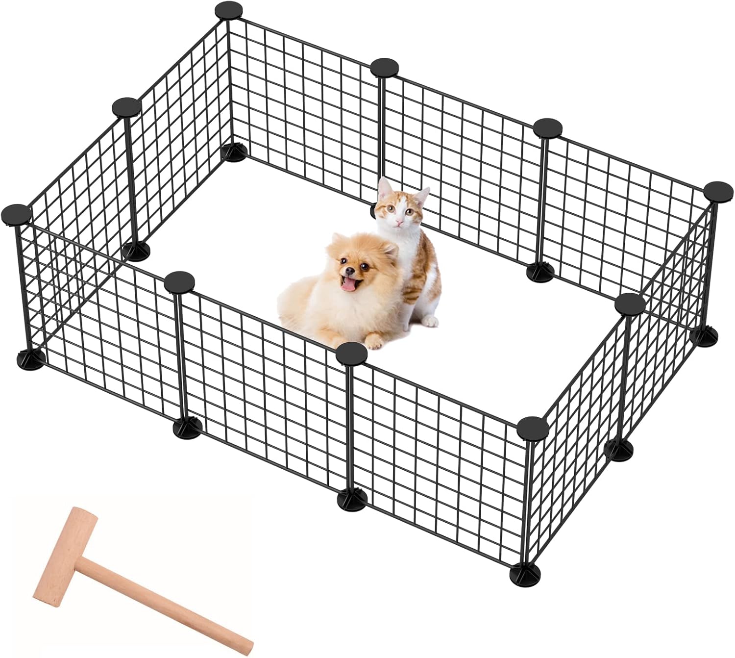 PINPON Puppy Playpen 10 Panels Metal Wire Dog Fence Portable Small Animal Fencing for Indoor Outdoor Ideal for Rabbit Puppy Turtles…