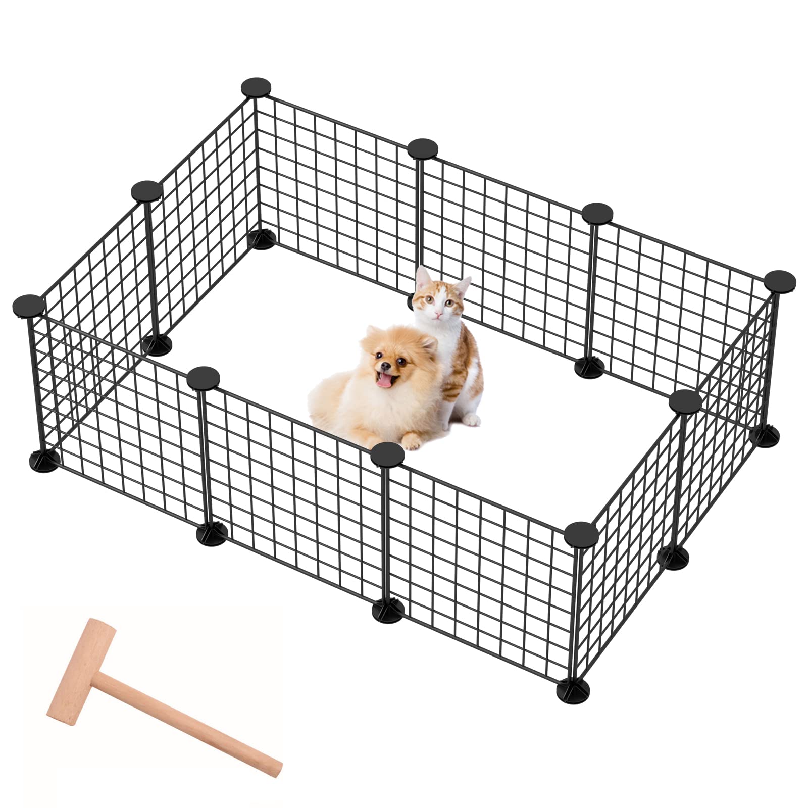 PinPon Puppy Playpen 24/10 Panels Metal Wire Dog Fence Portable Small Animal Fencing for Indoor