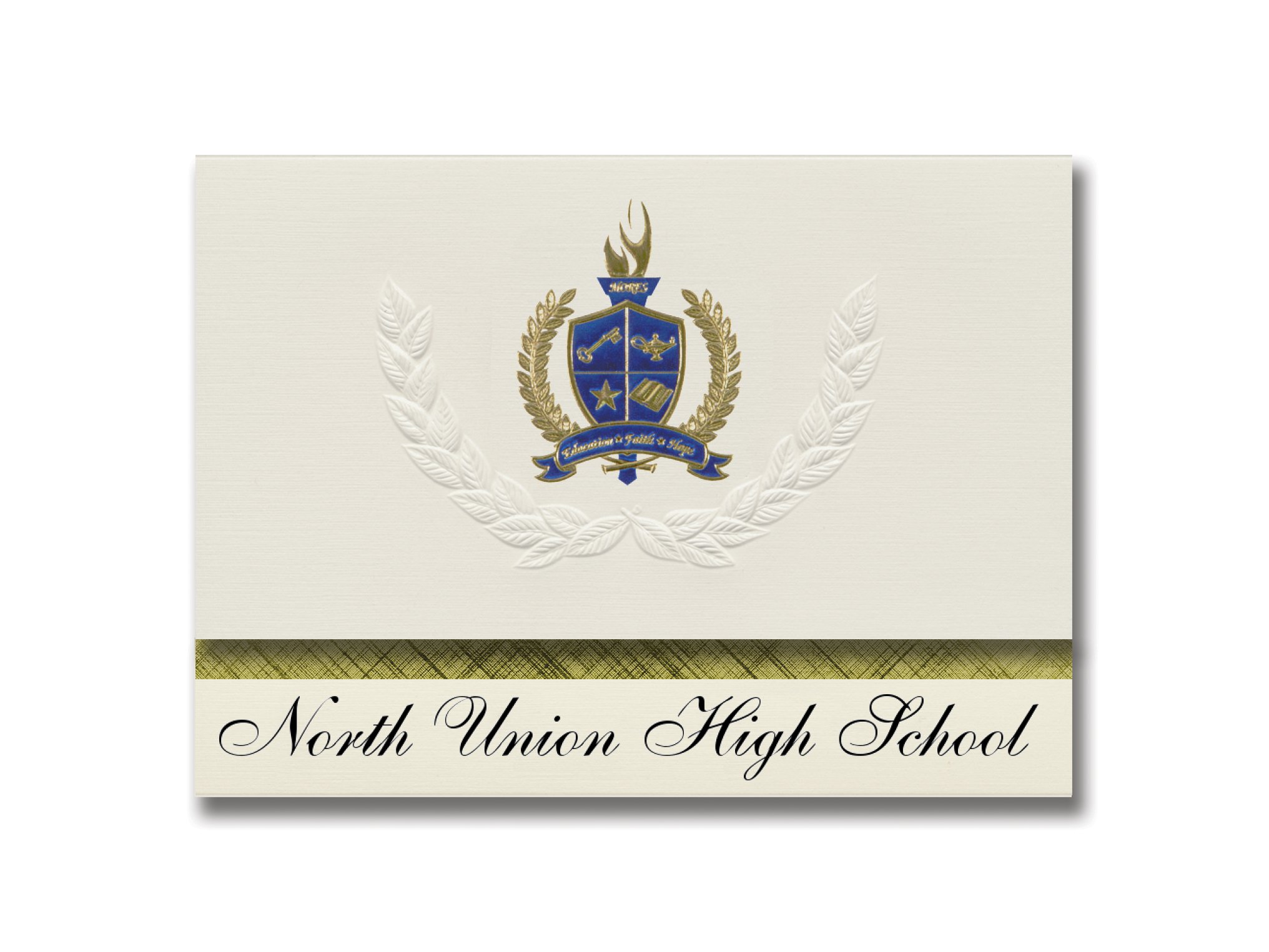 Signature Announcements North Union High School (Richwood, OH) Graduation Announcements, Presidential style, Basic package of 25 with Gold & Blue Metallic Foil seal