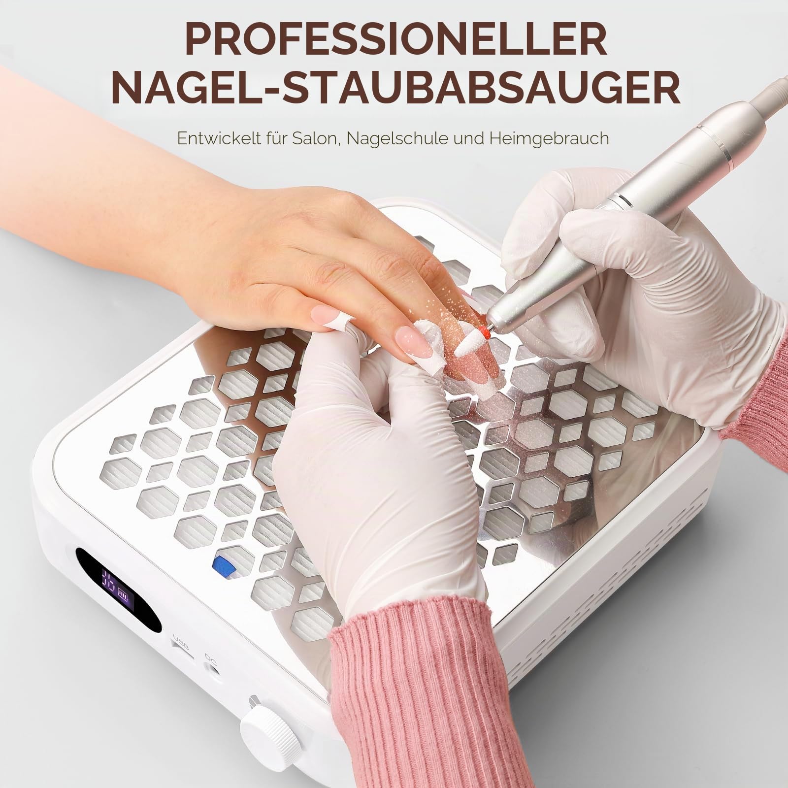 Staubabsaugung für Nägel 800PA, 5500RPM Professionell Akku-Nagelstaubsauger