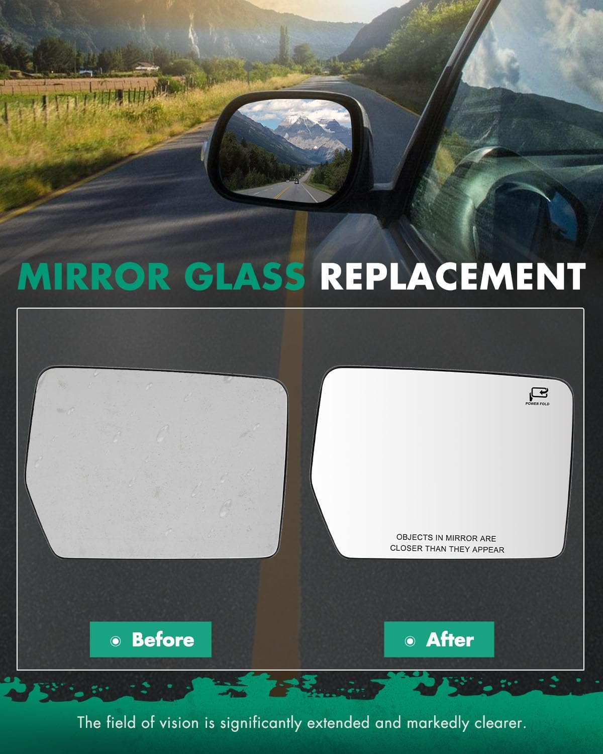 SCITOO Passenger Side Mirror Glass Fit For 2011-2014 For Ford For F-150 Heated Right Exterior Mirror Glass With Backing Plate BL3Z-17K707-K