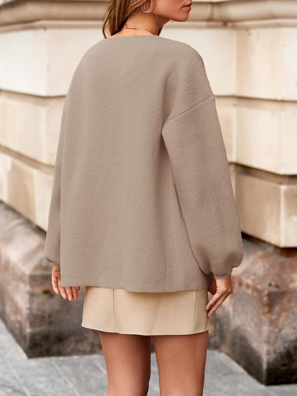 Saodimallsu Womens Wrap V Neck Cardigan Sweaters Tie Front Long Sleeve Soft Knit Dressy Work Fall Sweater Blazer - Image 5